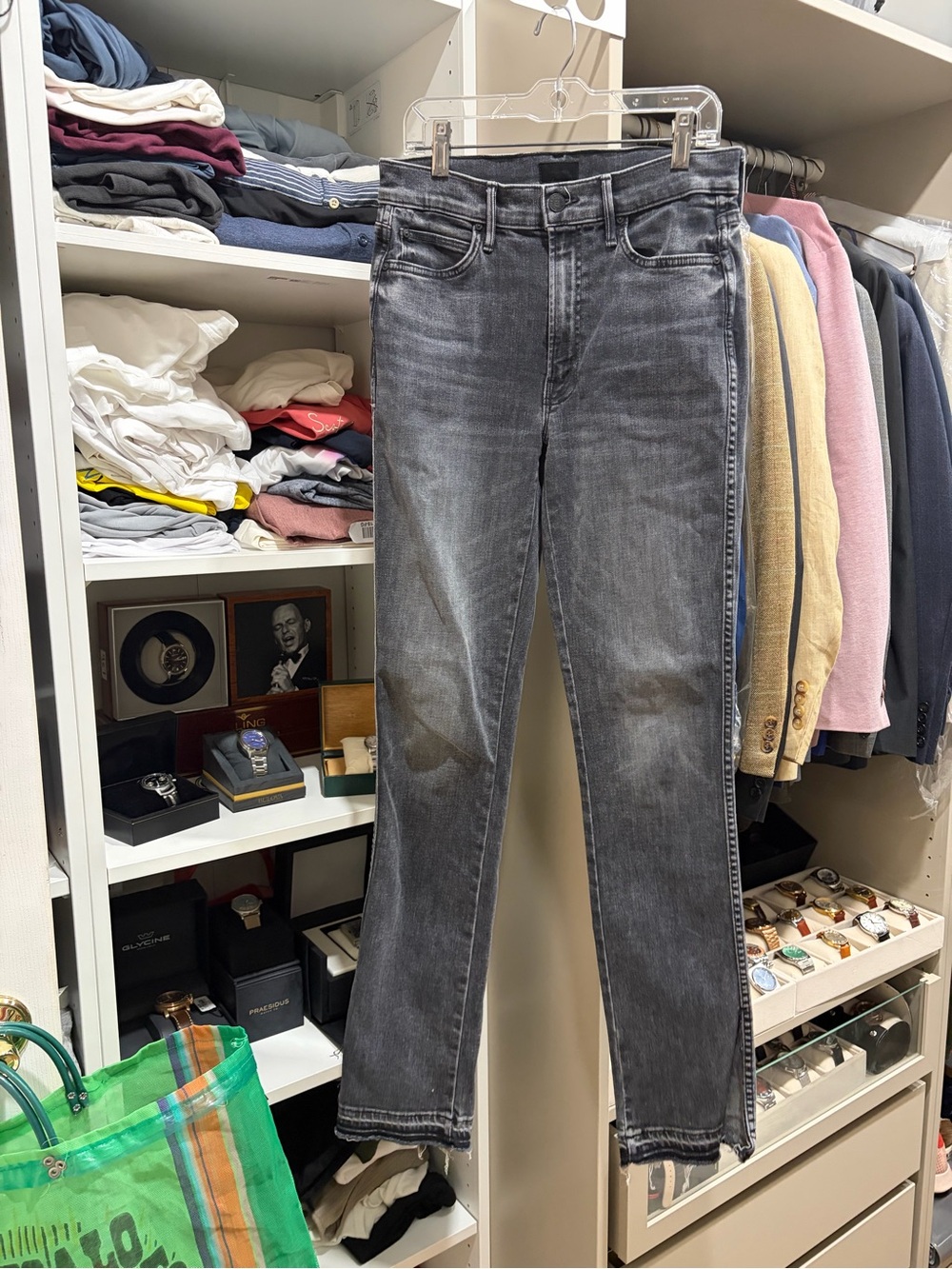 MOTHER Gray Washed Straight Jeans